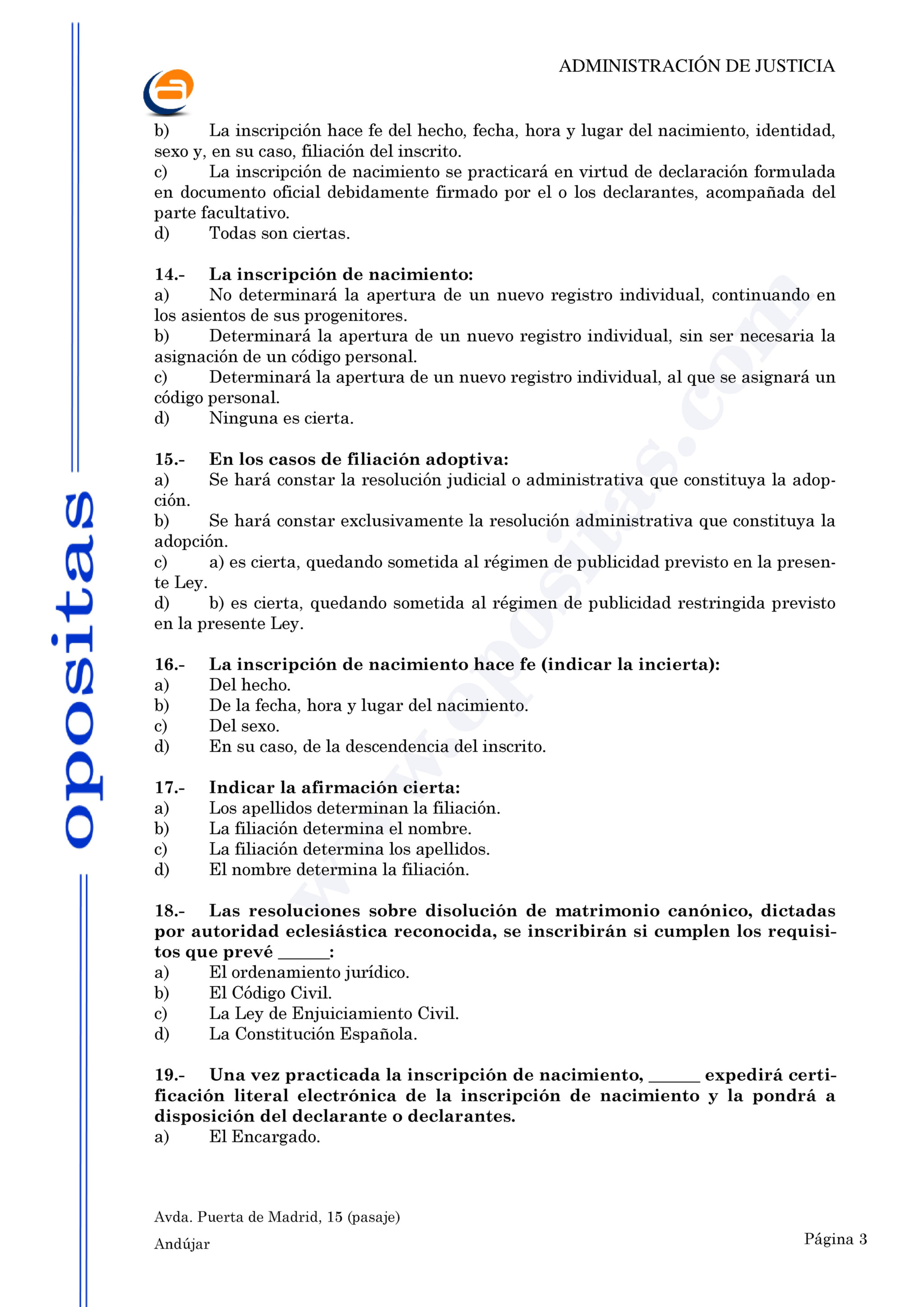 Test Registro Civil Y Academia Opositas And Jar